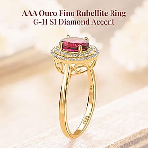 Certified Iliana AAA Ouro Fino Rubellite, Diamond Ring in 18K Yellow Gold 1.70 ctw (Size 9.0)