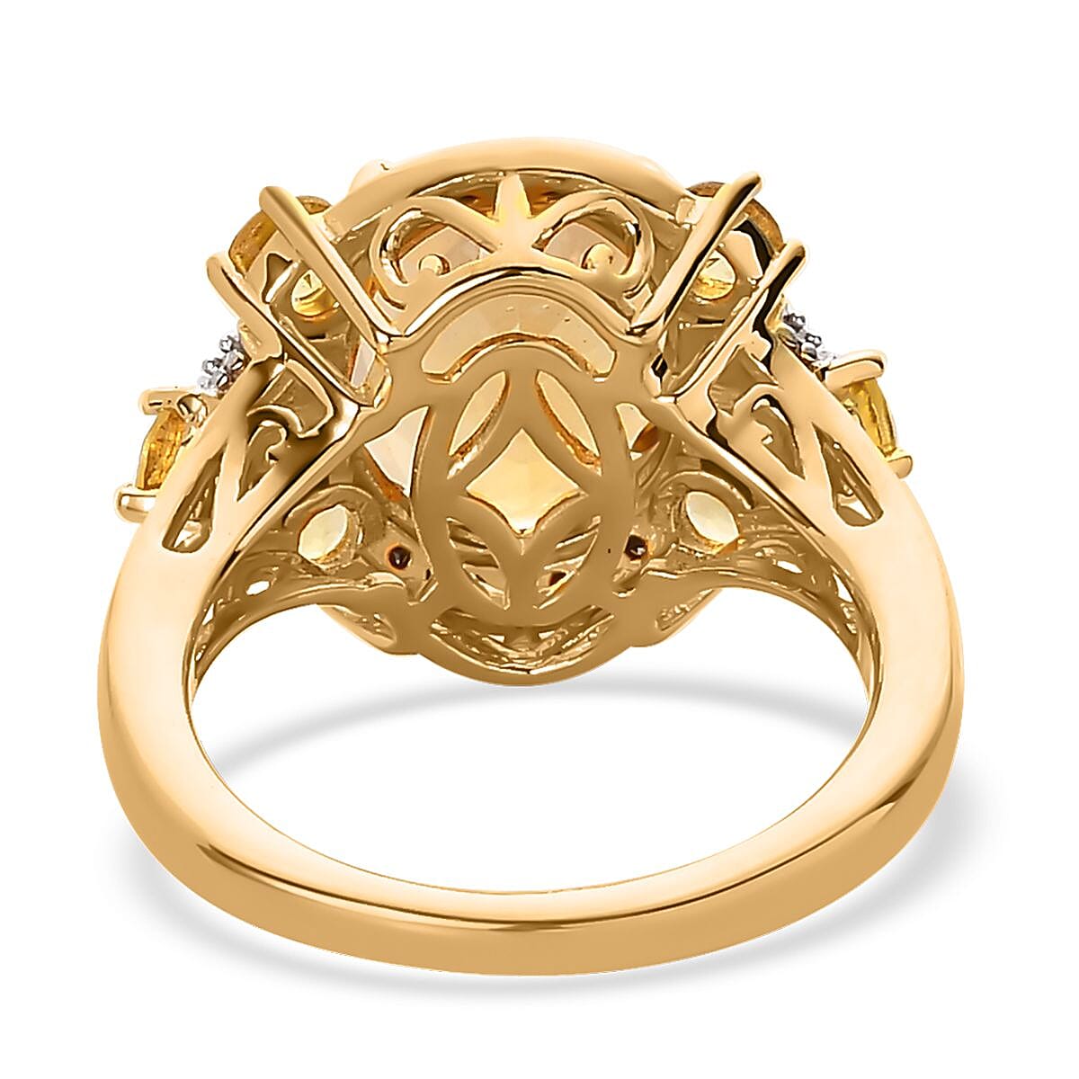 Premium Brazilian Heliodor, Natural Champagne and White Diamond Ring in Vermeil Yellow Gold Over Sterling Silver 4.90 ctw image number 4