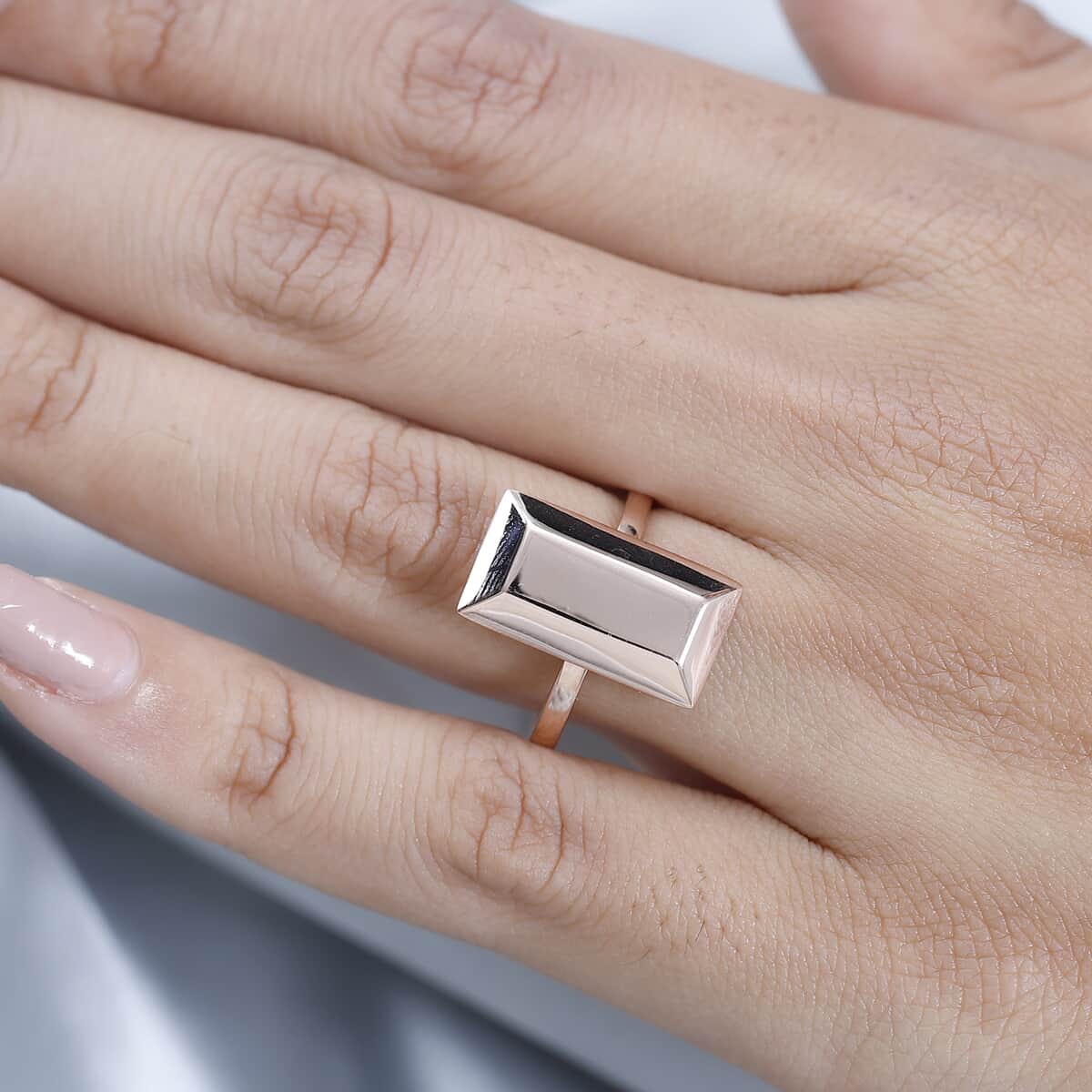 Bar Ring in 14K Rose Gold Over Sterling Silver (Size 5.0) 2.65 Grams image number 2