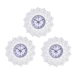 3-piece Set White Color Floral Inspired Wall clock (1xAA Battery Not Included)