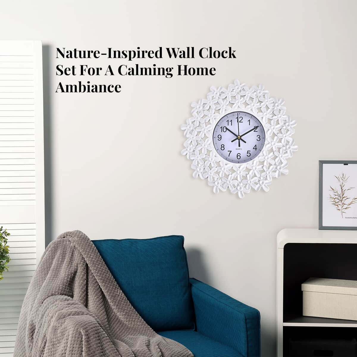 Value Buy 3-piece Set White Color Floral Inspired Wall clock (1xAA Battery Not Included) image number 1