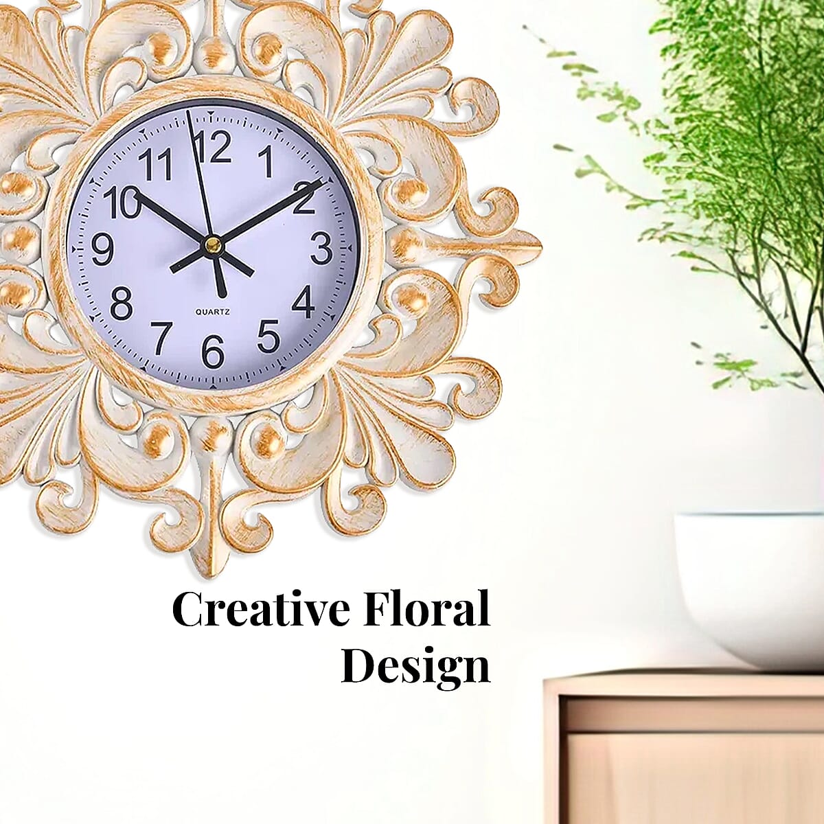 3-piece Set Floral Inspired Wall clock (1xAA Battery Not Included) image number 3