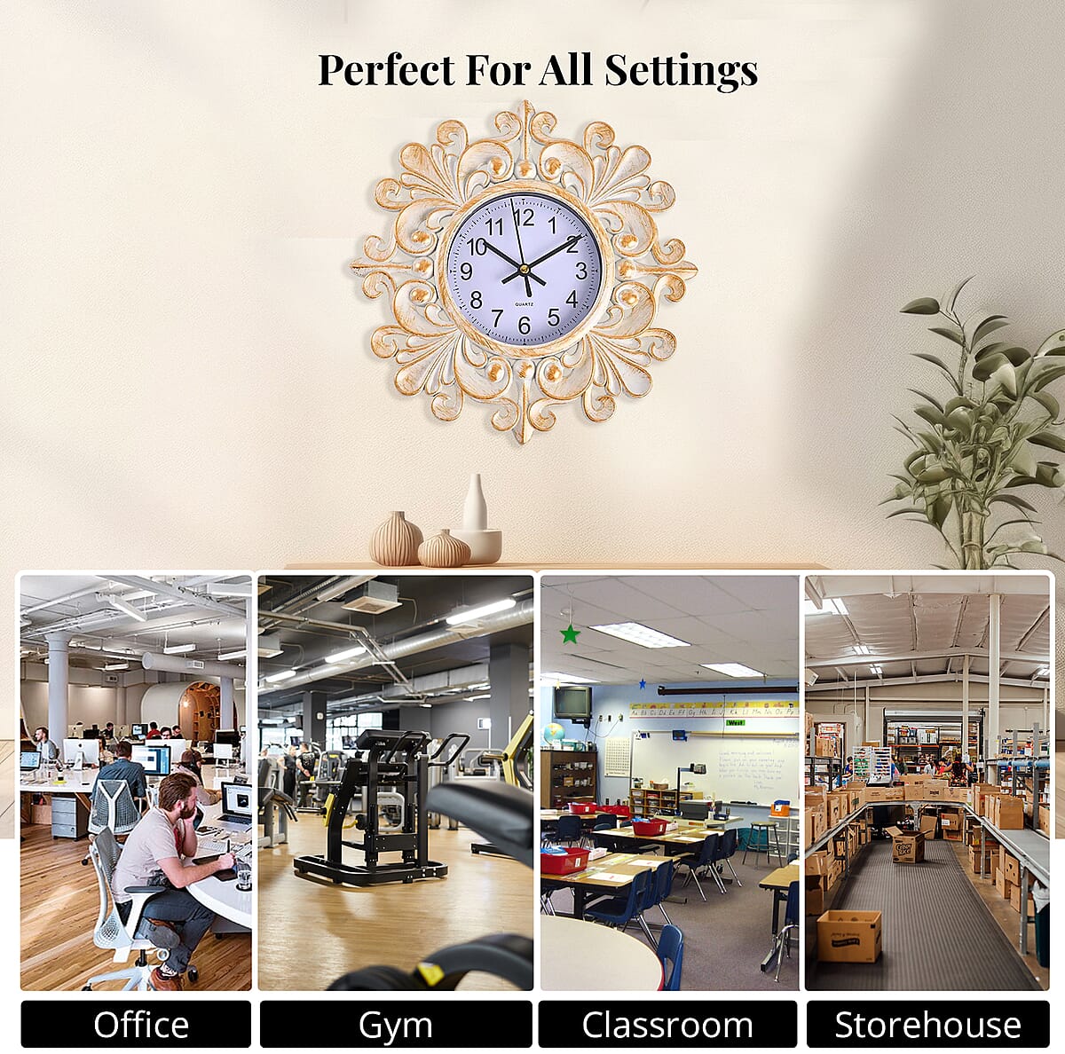 3-piece Set Floral Inspired Wall clock (1xAA Battery Not Included) image number 4