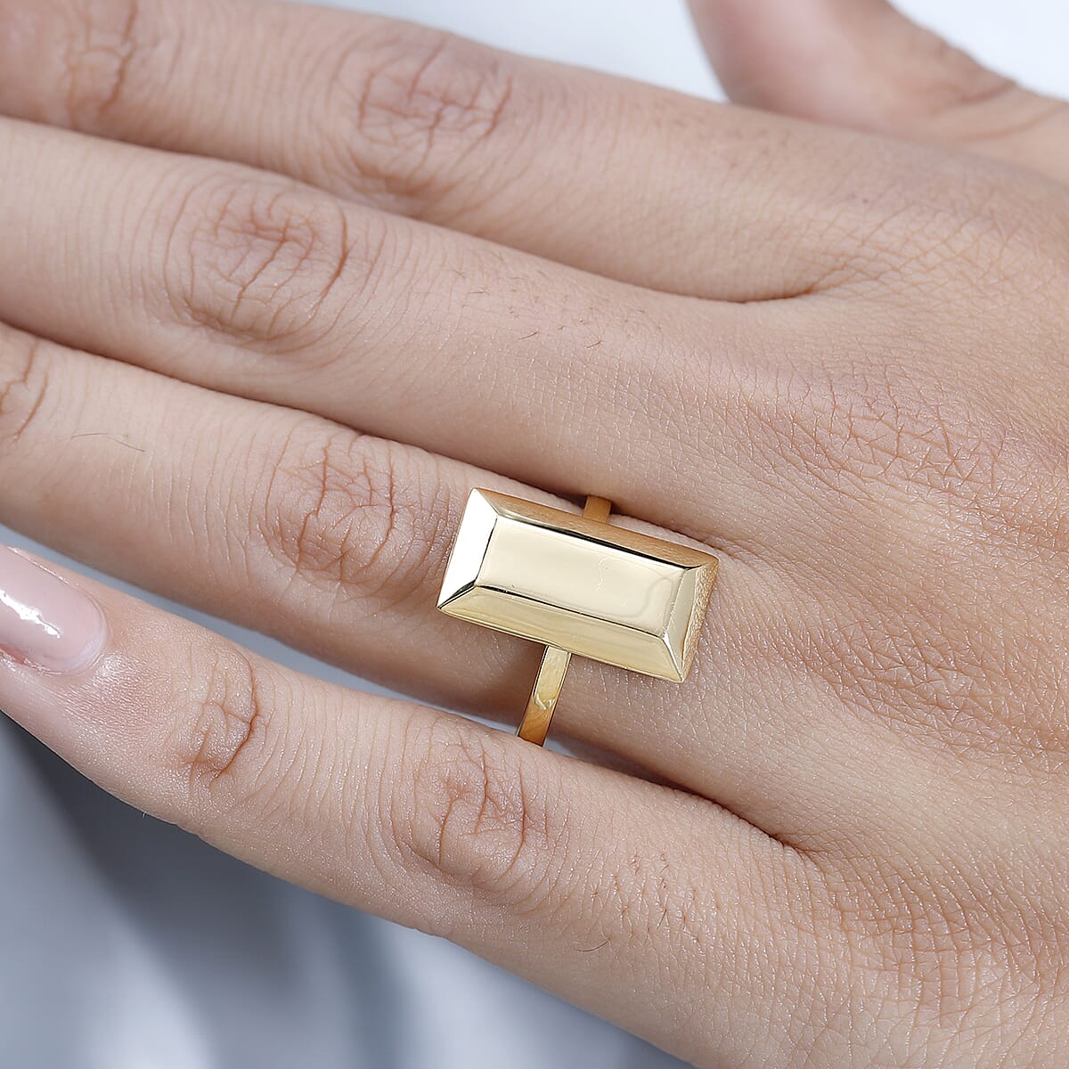 14K Yellow Gold Over Sterling Silver Bar Ring (Size 10.0) 2.65 Grams image number 2