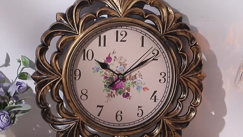 Set of 2 Bronze and Champagne Color Grass Inspired Wall Clock (1xAA Battery Not Included)