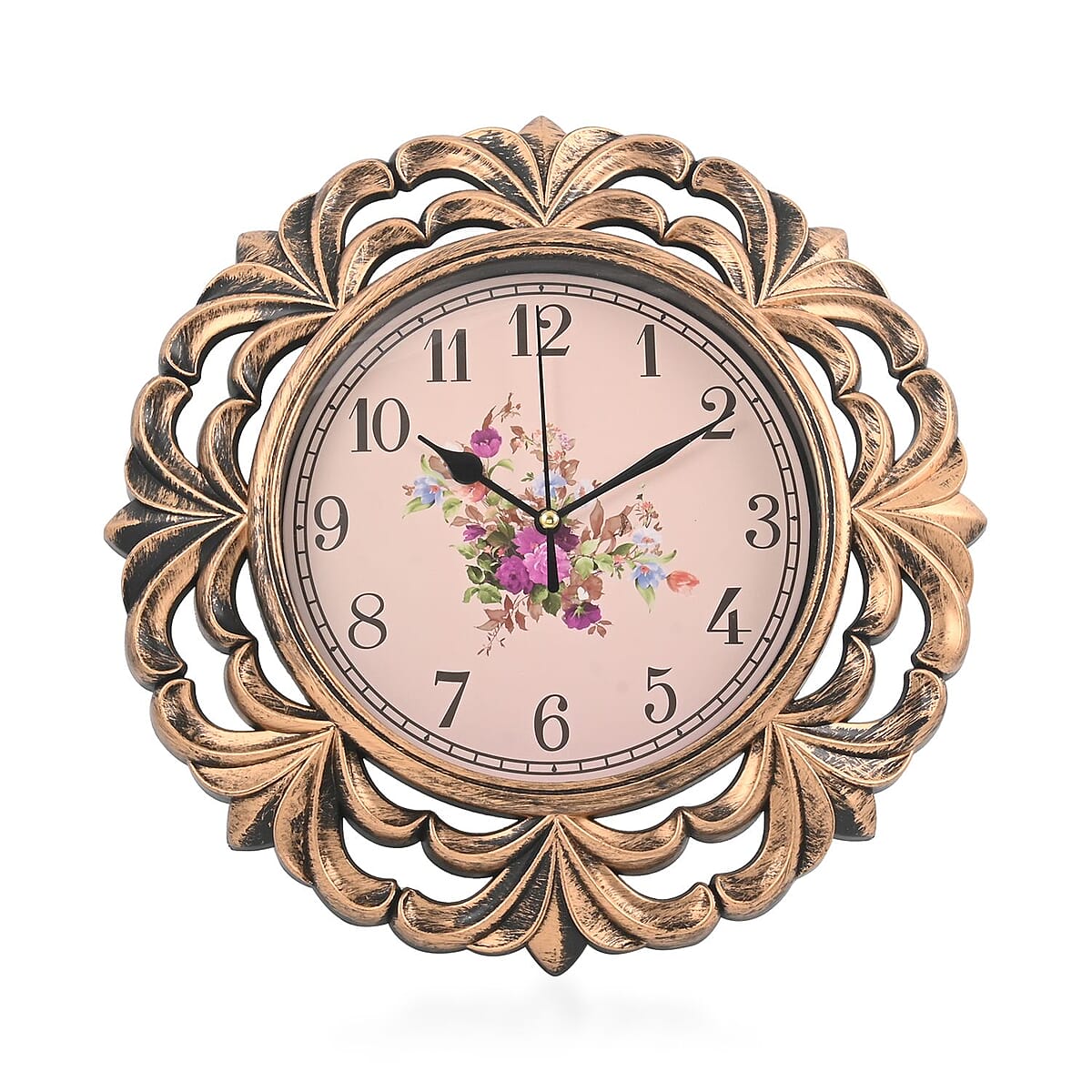 Set of 2 Bronze and Champagne Color Grass Inspired Wall Clock (1xAA Battery Not Included) image number 2