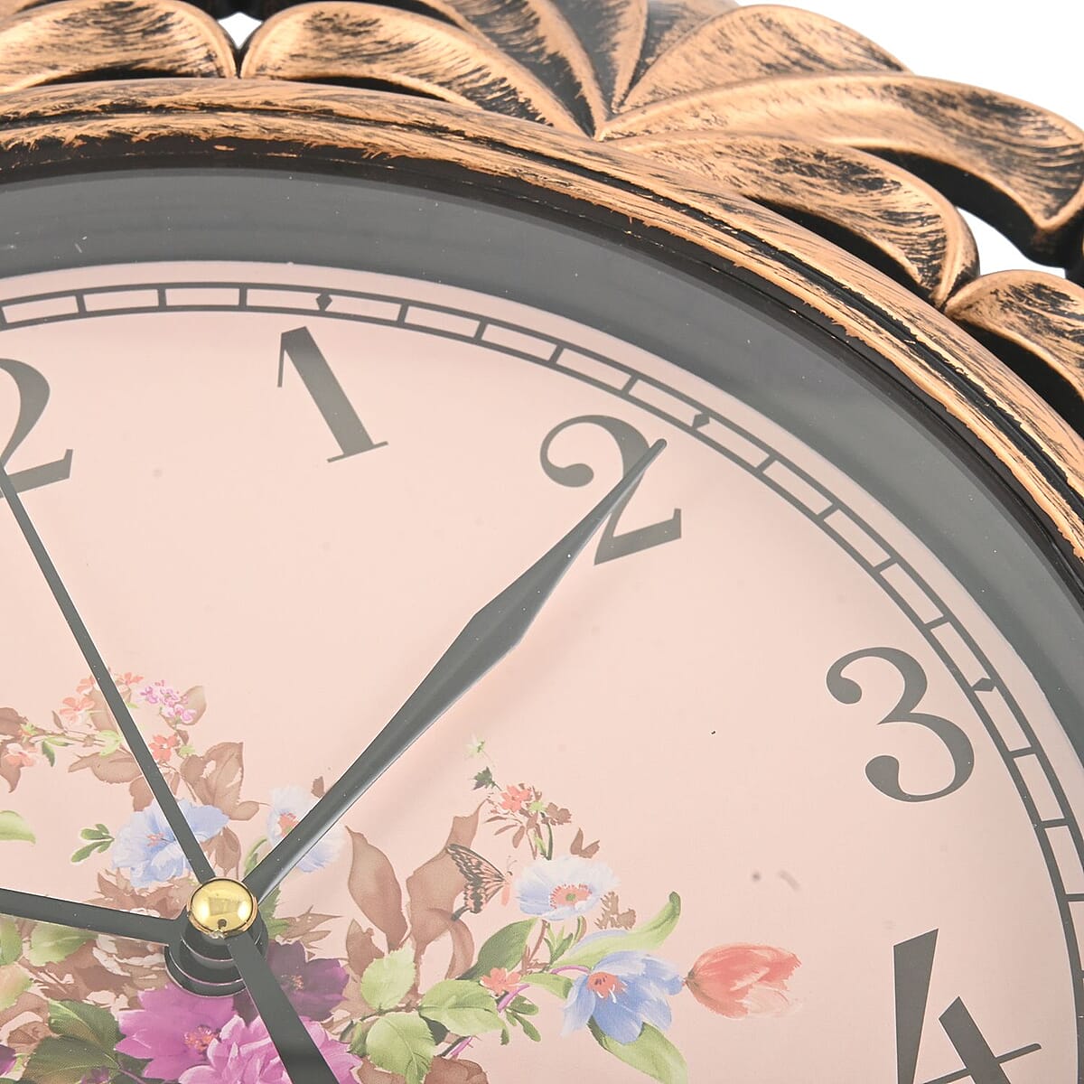 Set of 2 Bronze and Champagne Color Grass Inspired Wall Clock (1xAA Battery Not Included) image number 3