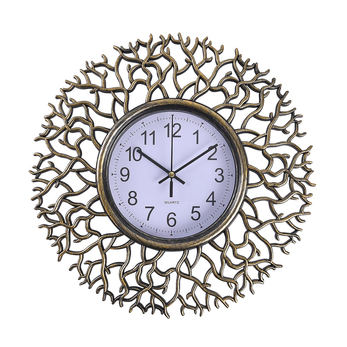 Set of 2 Silver and Gold Color Coral Inspired Wall Clock (1xAA Battery Not Included) image number 1