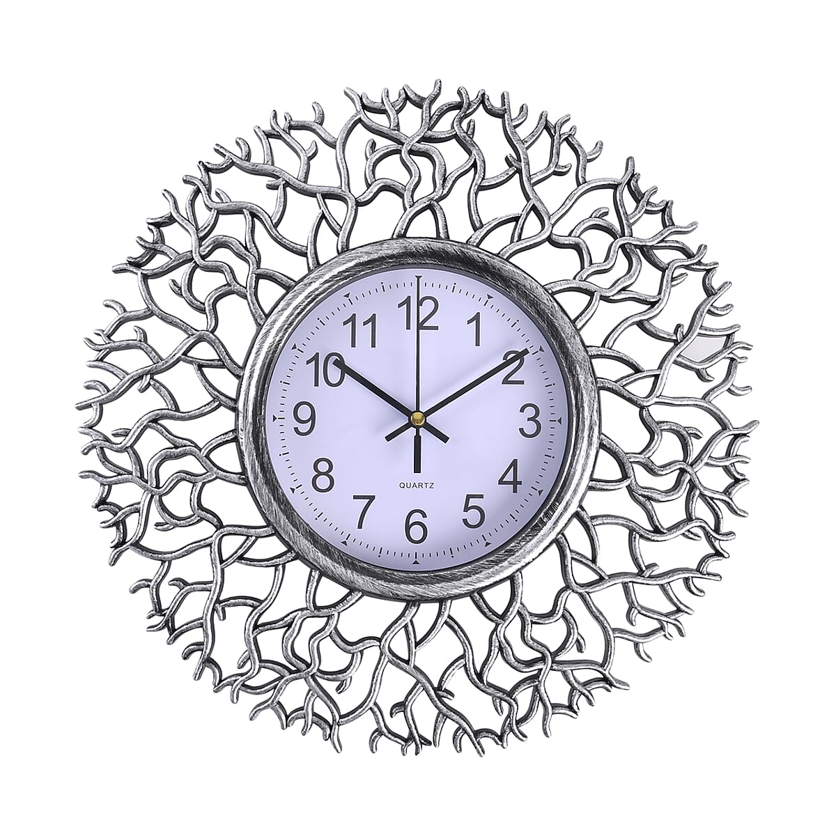 Set of 2 Silver and Gold Color Coral Inspired Wall Clock (1xAA Battery Not Included) image number 3