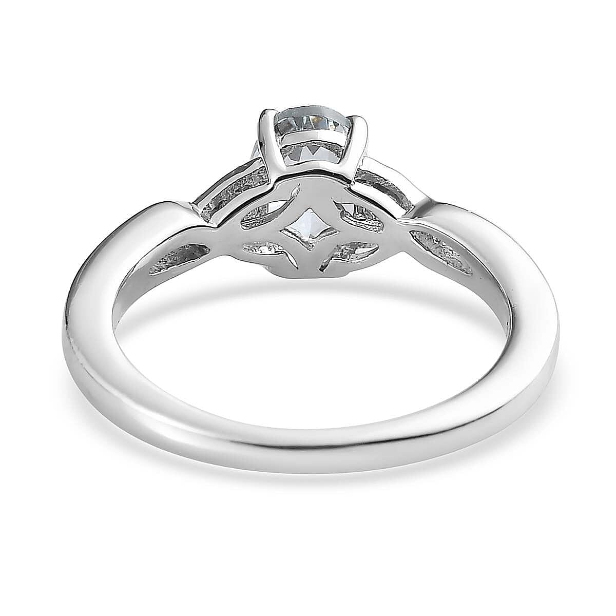 Premium Mangoro Aquamarine and Kanchanaburi Blue Sapphire Infinity Shank Ring in Platinum Over Sterling Silver 0.75 ctw image number 4