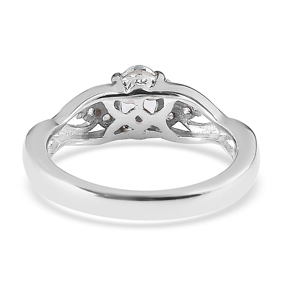 Premium Mangoro Aquamarine and White Zircon Ring in Platinum Over Sterling Silver (Size 10.0) 0.60 ctw
