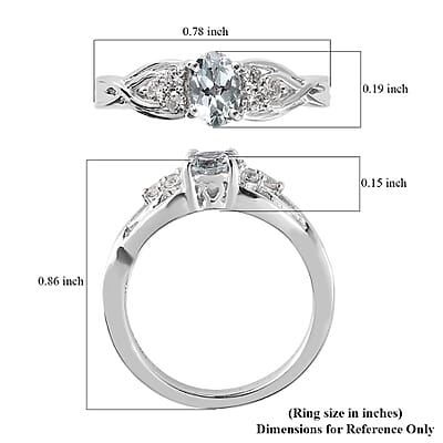 Premium Mangoro Aquamarine and White Zircon Ring in Platinum Over Sterling Silver (Size 10.0) 0.60 ctw