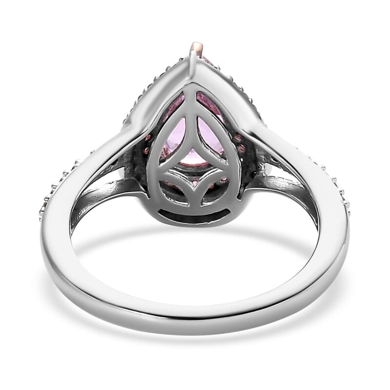 AAA Patroke Kunzite and Multi Gemstone Double Halo Ring in Vermeil RG and Platinum Over Sterling Silver (Size 6.0) 2.10 ctw