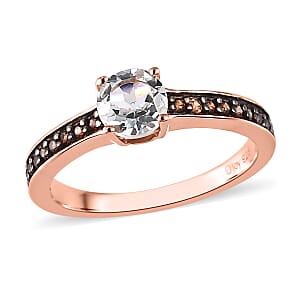 Premium Mangoro Aquamarine and Brown Zircon Ring in Vermeil Rose Gold Over Sterling Silver (Size 6.0) 0.70 ctw