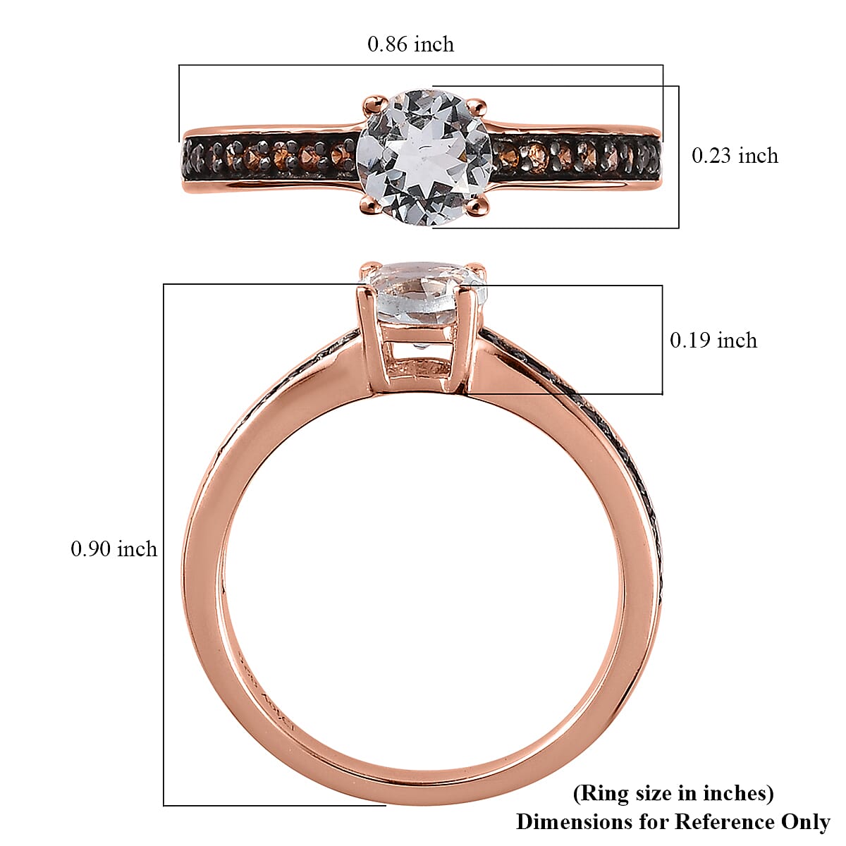 Premium Mangoro Aquamarine and Brown Zircon Ring in Vermeil Rose Gold Over Sterling Silver (Size 6.0) 0.70 ctw image number 5