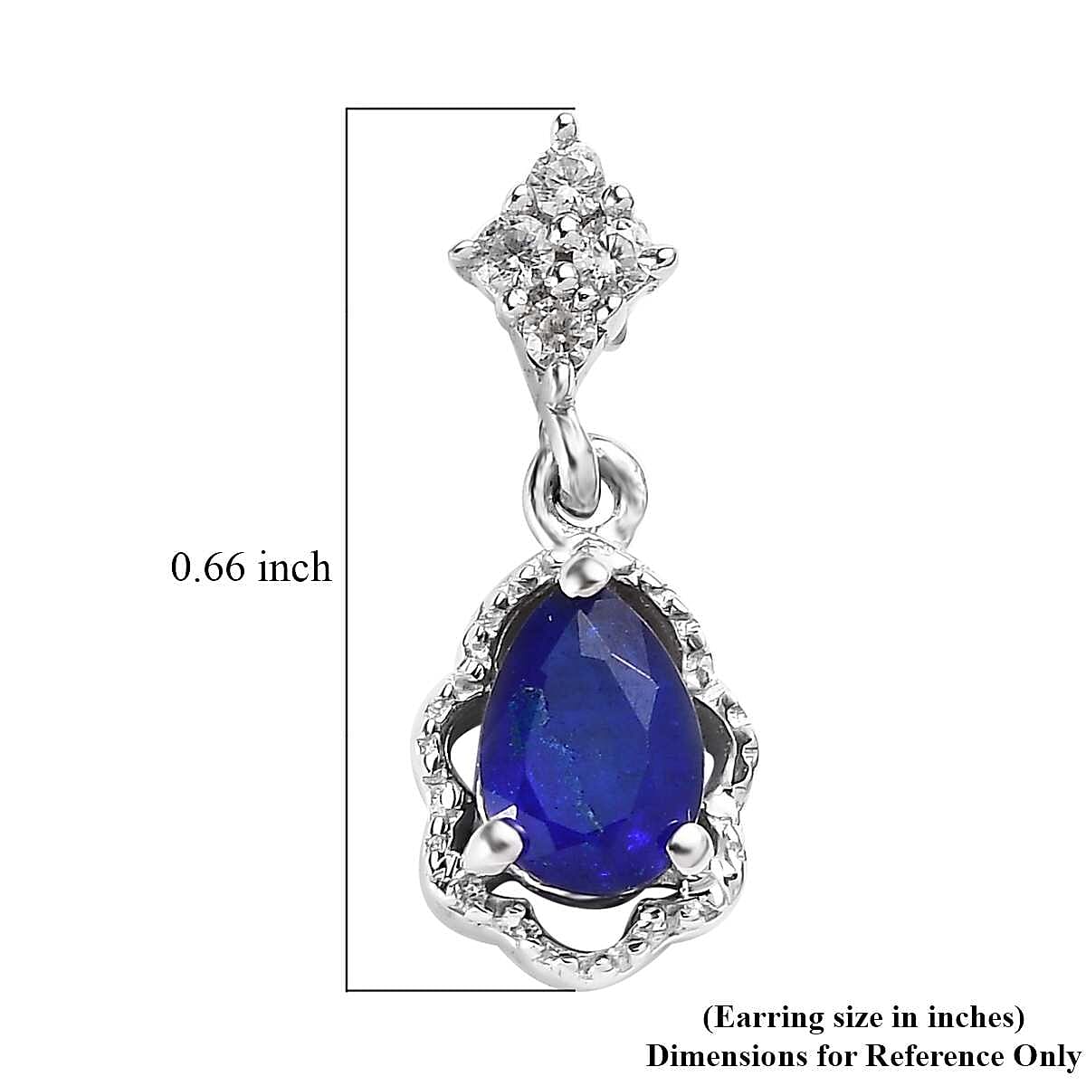 Tanzanian Blue Spinel (DF) and White Zircon Dangle Earrings in Platinum Over Sterling Silver 1.15 ctw