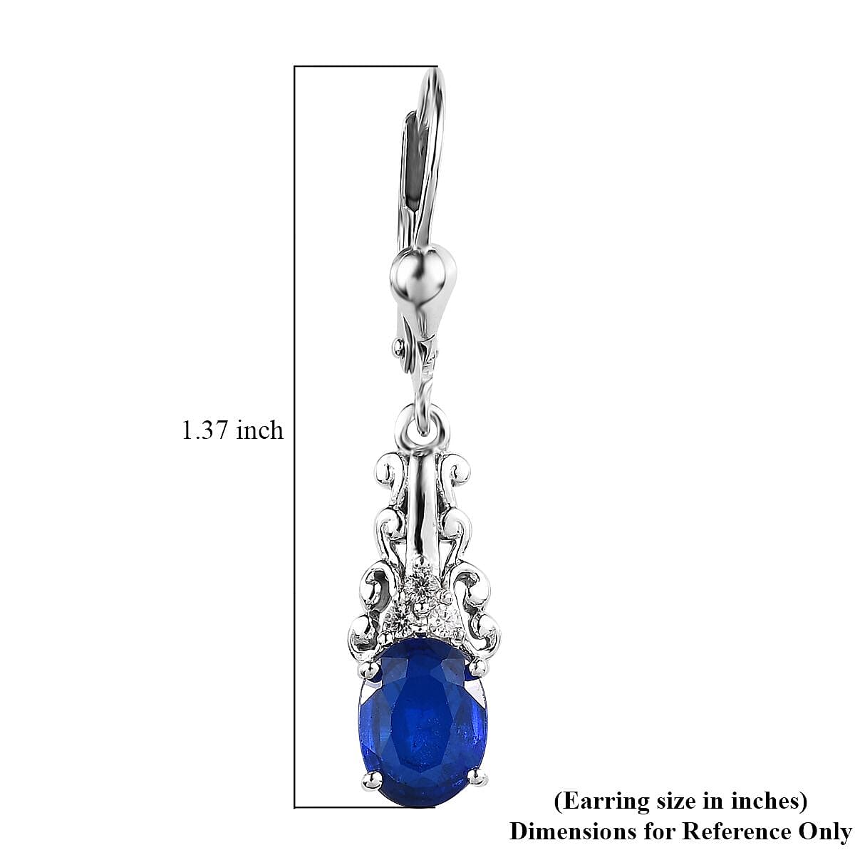 Tanzanian Blue Spinel (DF) and White Zircon Drop Earrings in Platinum Over Sterling Silver 3.00 ctw