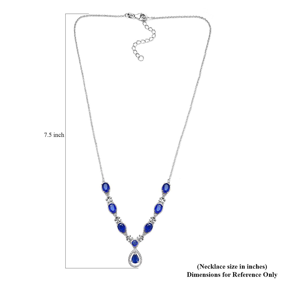 Tanzanian Blue Spinel (DF) and White Zircon Necklace 18 Inches in Platinum Over Sterling Silver 6.50 ctw image number 5