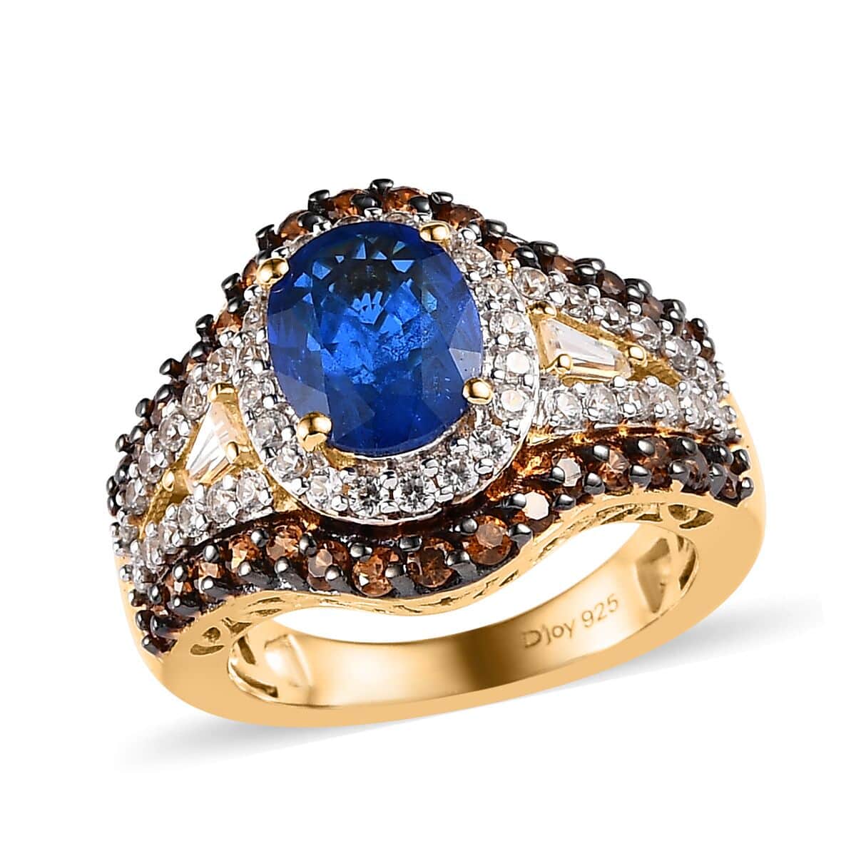 Buy Tanzanian Blue Spinel (DF), White and Brown Zircon Ring in