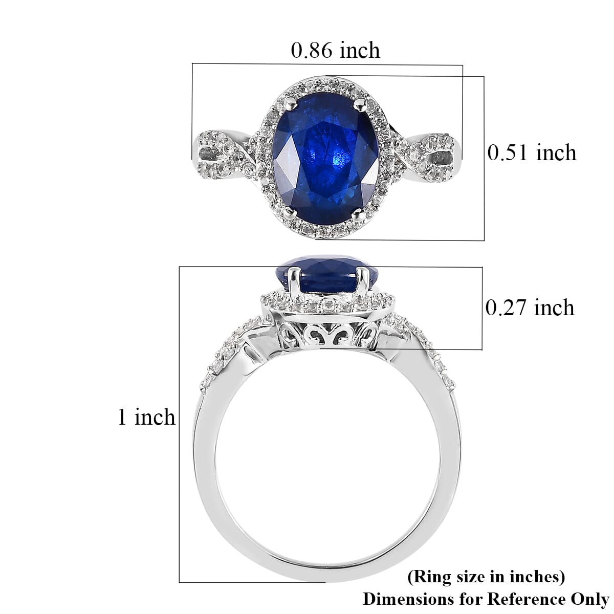 Tanzanian Blue Spinel (DF) and White Zircon Infinity Shank Ring in Platinum Over Sterling Silver 3.40 ctw image number 5