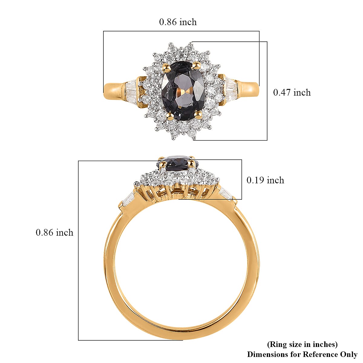 Tanzanian Platinum Spinel, Moissanite Sunburst Ring in Vermeil YG Over Sterling Silver (Size 10.0) 1.15 ctw