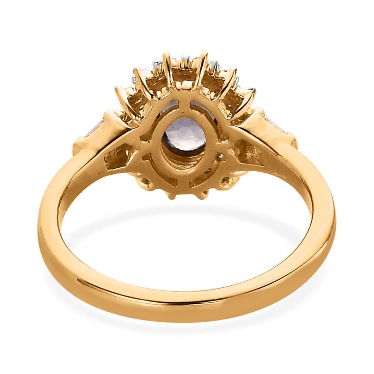 Tanzanian Platinum Spinel and Moissanite Sunburst Ring in Vermeil Yellow Gold Over Sterling Silver (Size 6.0) 1.15 ctw image number 4