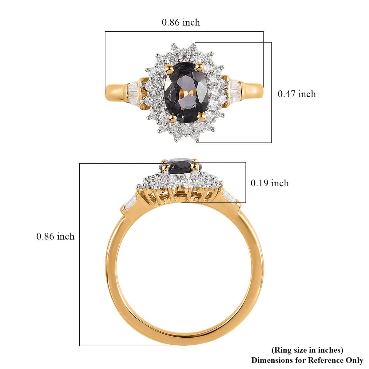 Tanzanian Platinum Spinel and Moissanite Sunburst Ring in Vermeil Yellow Gold Over Sterling Silver (Size 6.0) 1.15 ctw image number 5