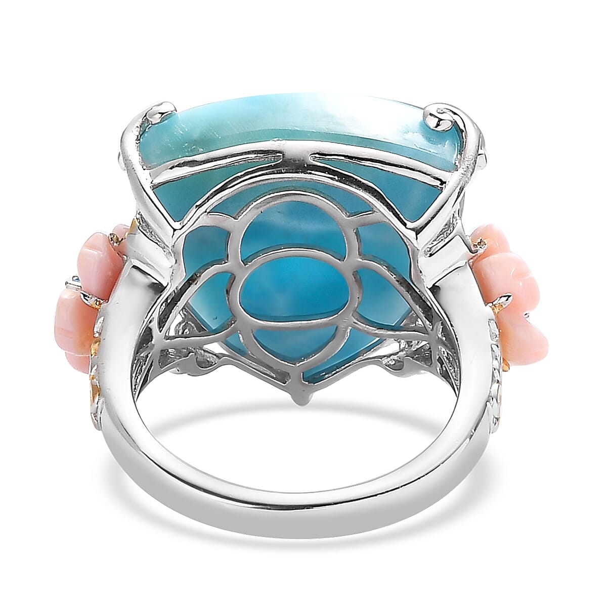 Buy Larimar and Multi Gemstone Ring in Vermeil YG & Platinum Over