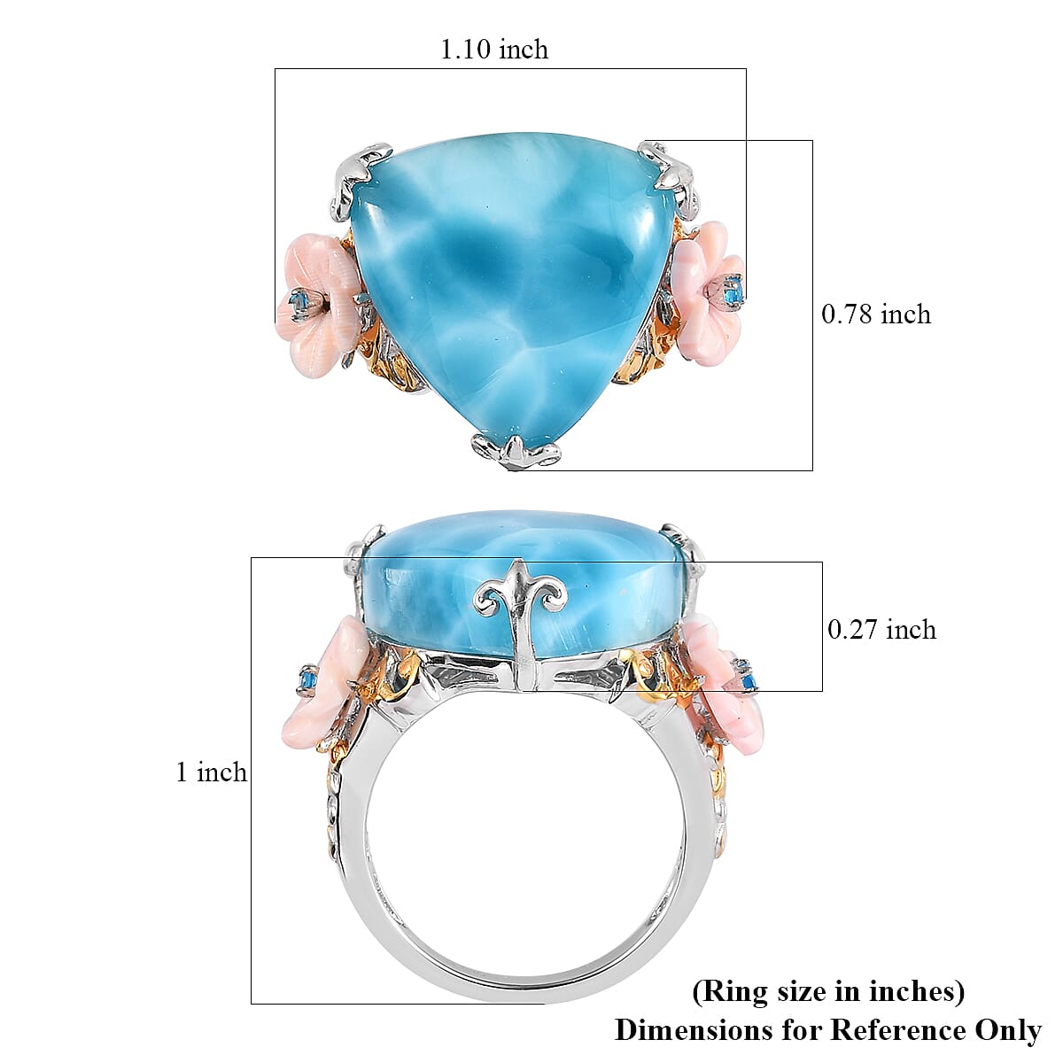 Buy Larimar and Multi Gemstone Ring in Vermeil YG & Platinum Over