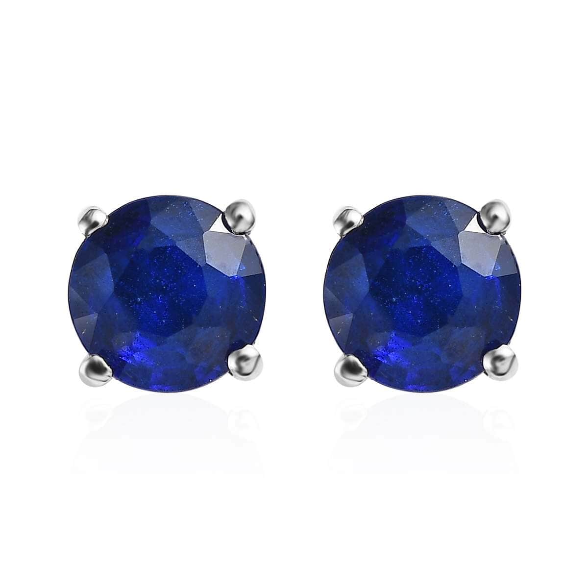 Tanzanian Blue Spinel (DF) Solitaire Stud Earrings in Platinum Over Sterling Silver 1.10 ctw image number 0