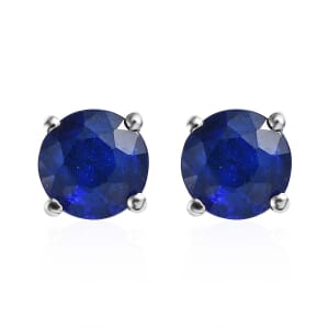 Tanzanian Blue Spinel (DF) Solitaire Stud Earrings in Platinum Over Sterling Silver 1.10 ctw