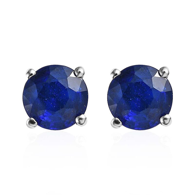 Tanzanian Blue Spinel (DF) Solitaire Stud Earrings in Platinum Over Sterling Silver 1.10 ctw