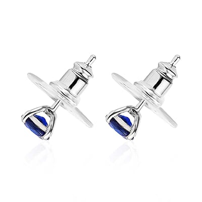 Tanzanian Blue Spinel (DF) Solitaire Stud Earrings in Platinum Over Sterling Silver 1.10 ctw