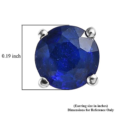 Tanzanian Blue Spinel (DF) Solitaire Stud Earrings in Platinum Over Sterling Silver 1.10 ctw