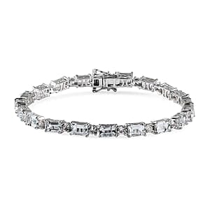 Premium Mangoro Aquamarine and White Zircon Bracelet in Platinum Over Sterling Silver (7.25 In) 14.65 ctw