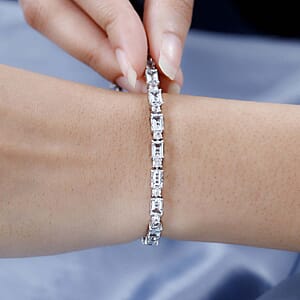 Premium Mangoro Aquamarine and White Zircon Bracelet in Platinum Over Sterling Silver (7.25 In) 14.65 ctw
