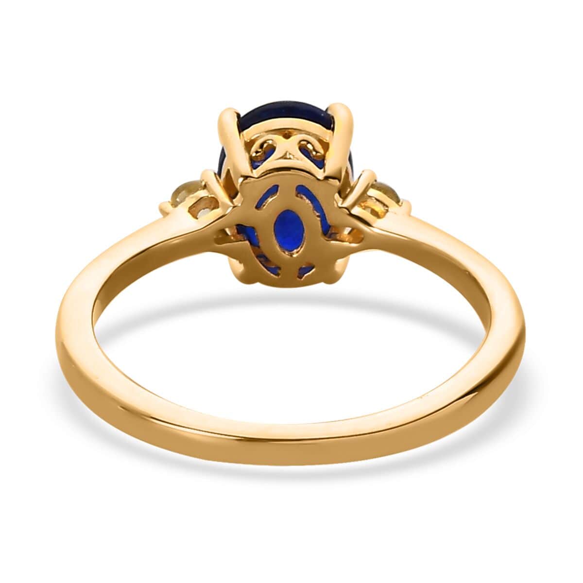 Tanzanian Blue Spinel (DF) and Yellow Sapphire Ring in Vermeil Yellow Gold Over Sterling Silver 1.50 ctw image number 4