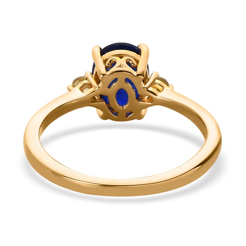 Tanzanian Blue Spinel (DF) and Yellow Sapphire Ring in Vermeil Yellow Gold Over Sterling Silver (Size 10.0) 1.50 ctw