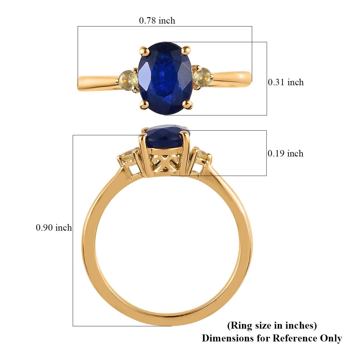 Tanzanian Blue Spinel (DF) and Yellow Sapphire Ring in Vermeil Yellow Gold Over Sterling Silver 1.50 ctw image number 5