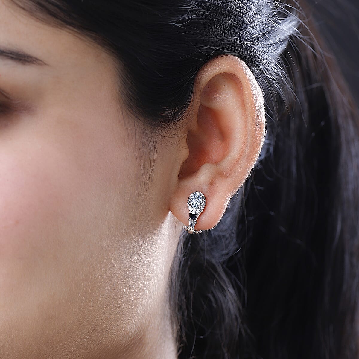 Premium Mangoro Aquamarine and Multi Gemstone Omega Clip Earrings in Platinum Over Sterling Silver 1.20 ctw image number 2