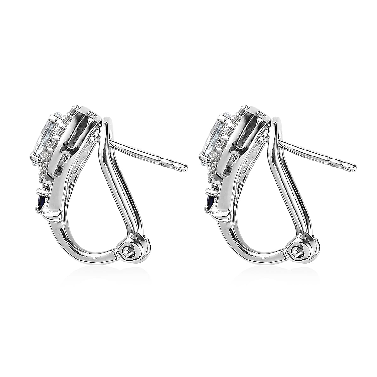 Premium Mangoro Aquamarine and Multi Gemstone Omega Clip Earrings in Platinum Over Sterling Silver 1.20 ctw image number 4