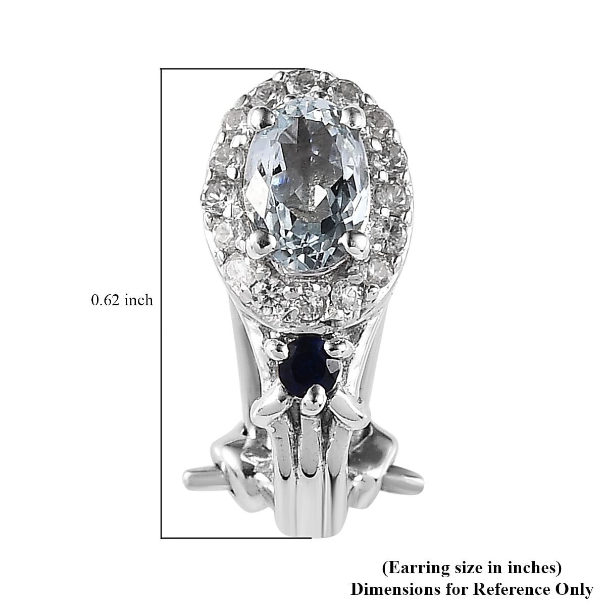 Premium Mangoro Aquamarine and Multi Gemstone Omega Clip Earrings in Platinum Over Sterling Silver 1.20 ctw image number 5