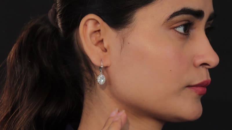 Premium Mangoro Aquamarine and White Zircon Halo Earrings in Platinum Over Sterling Silver 1.85 ctw