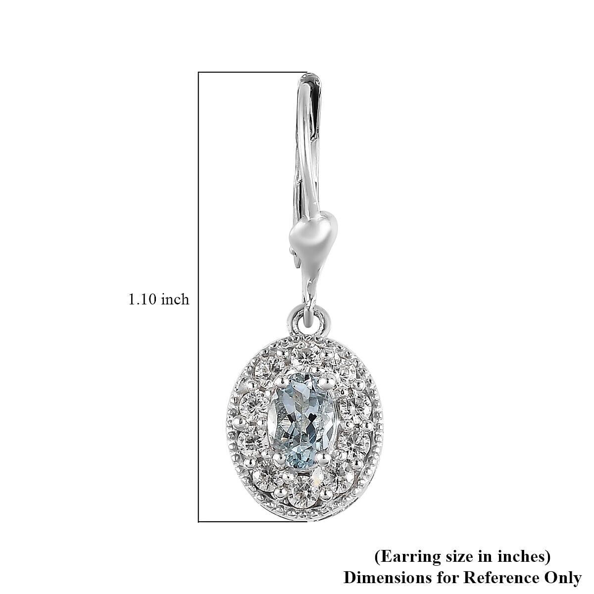 Premium Mangoro Aquamarine and White Zircon Halo Earrings in Platinum Over Sterling Silver 1.85 ctw