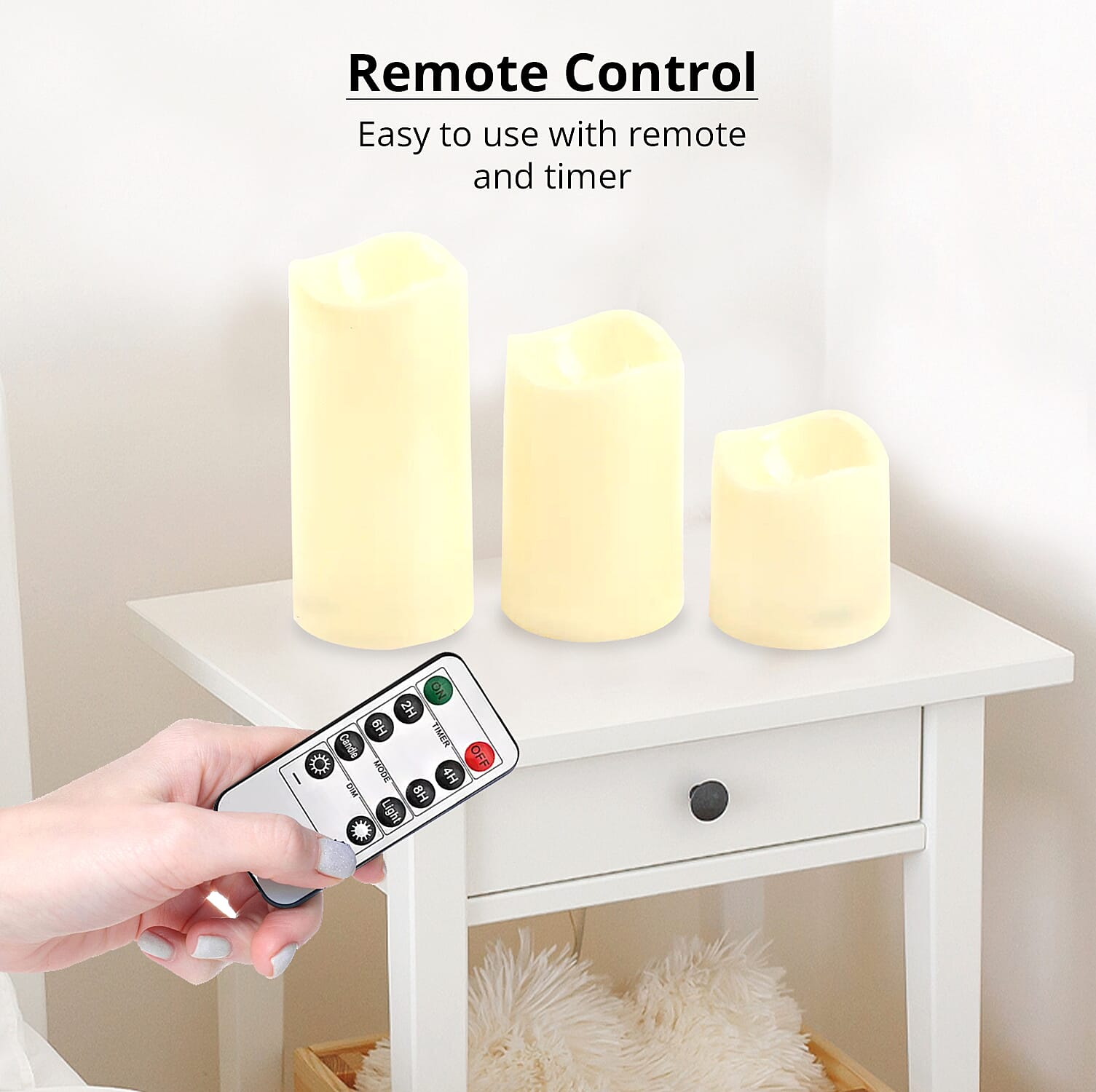 Set of 3 RGB Color Change Candle Lights with Remote Control (3xAAA Battery Not Included)