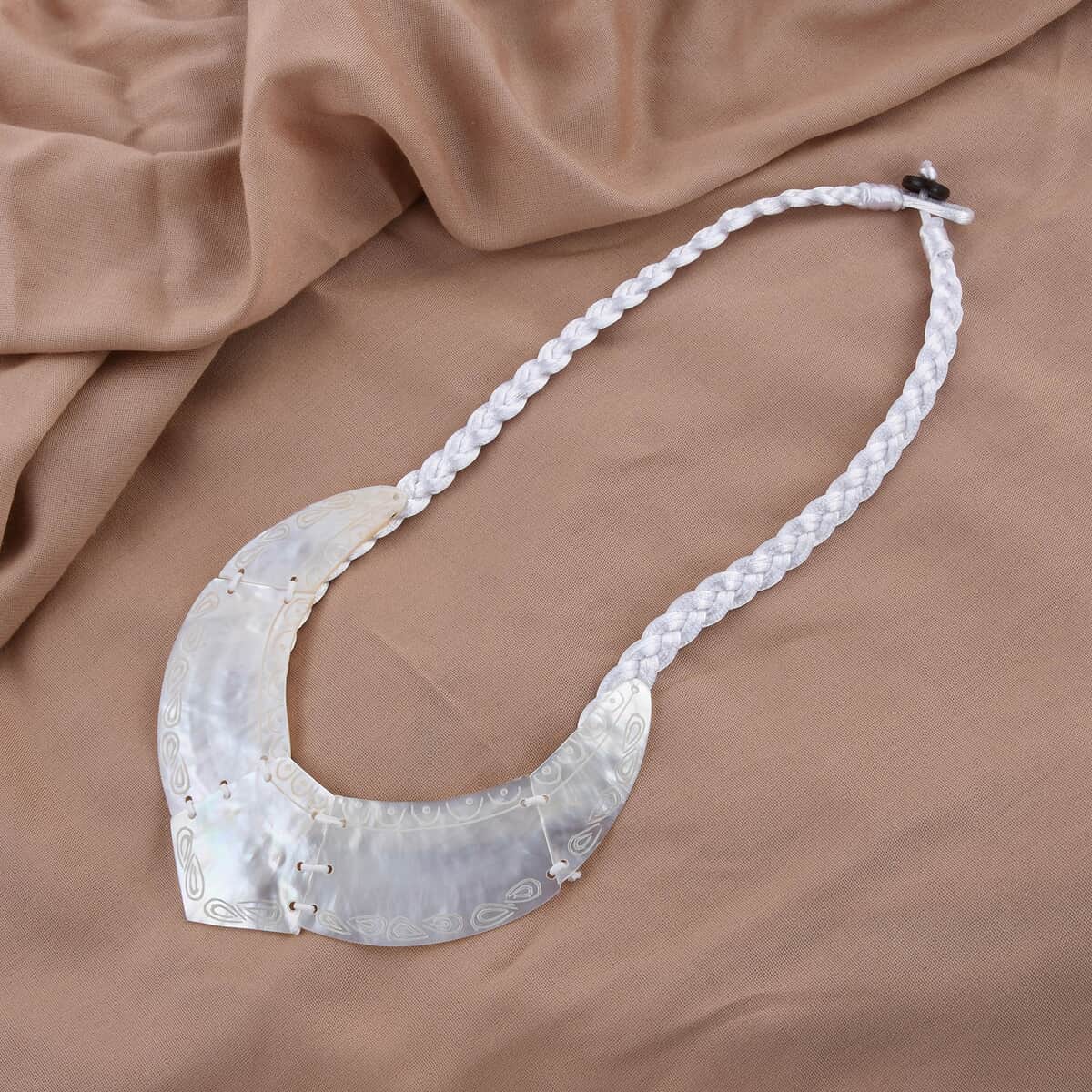 Mother of Pearl Bead Necklace For Women| Creme String Beaded Necklace (18 Inches) image number 1