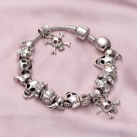 Halloween Glass Multi Charm Bracelet (6.75 In) Silvertone image number 1