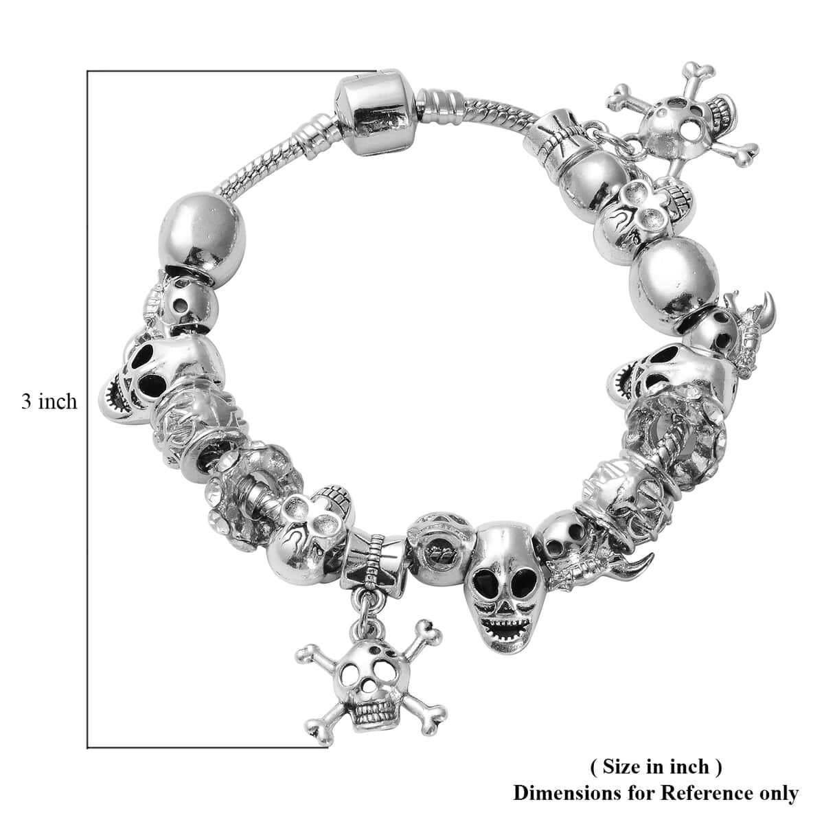 Halloween Glass Multi Charm Bracelet (6.75 In) Silvertone image number 2