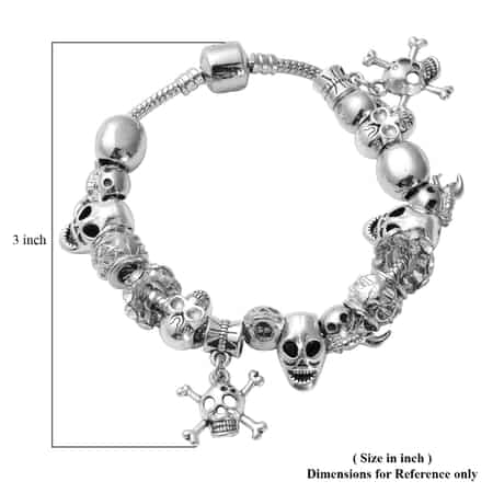 Halloween Glass Multi Charm Bracelet (6.75 In) Silvertone image number 2