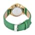 GENOA Austrian Crystal Miyota Japanese Movement MOP Dial Watch with Green Faux Leather Strap image number 5